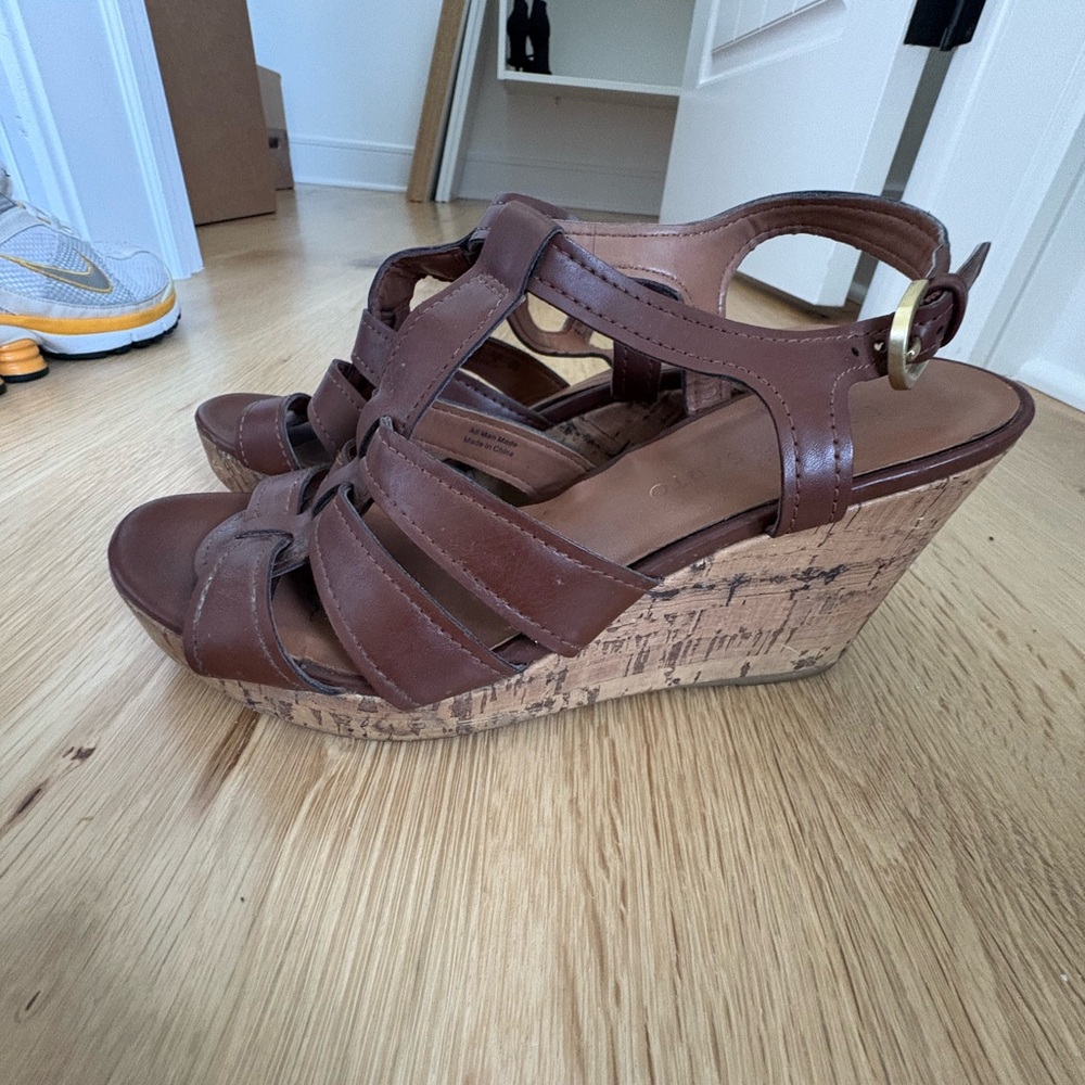 Franco Sarto Tan Leather Wedges